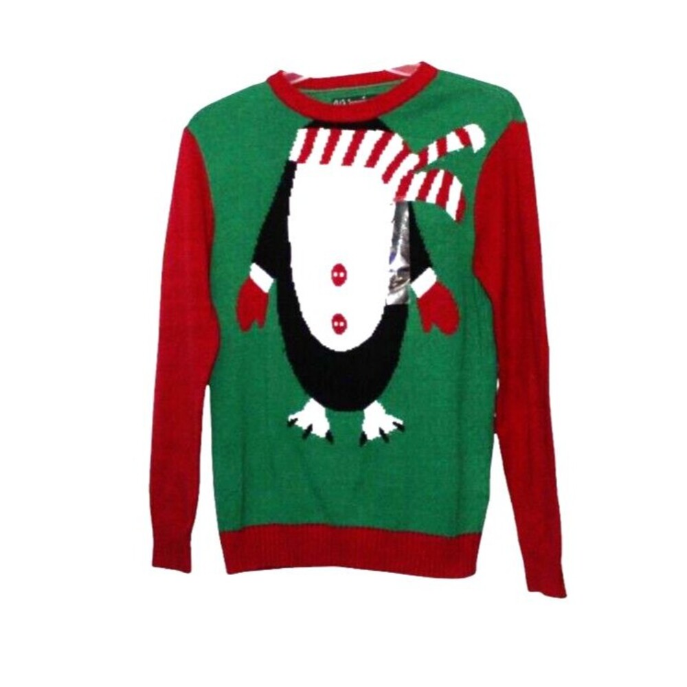 Ugly Christmas Sweater Men's Size M Crew Headless Penguin NWT - Picture 2 of 6